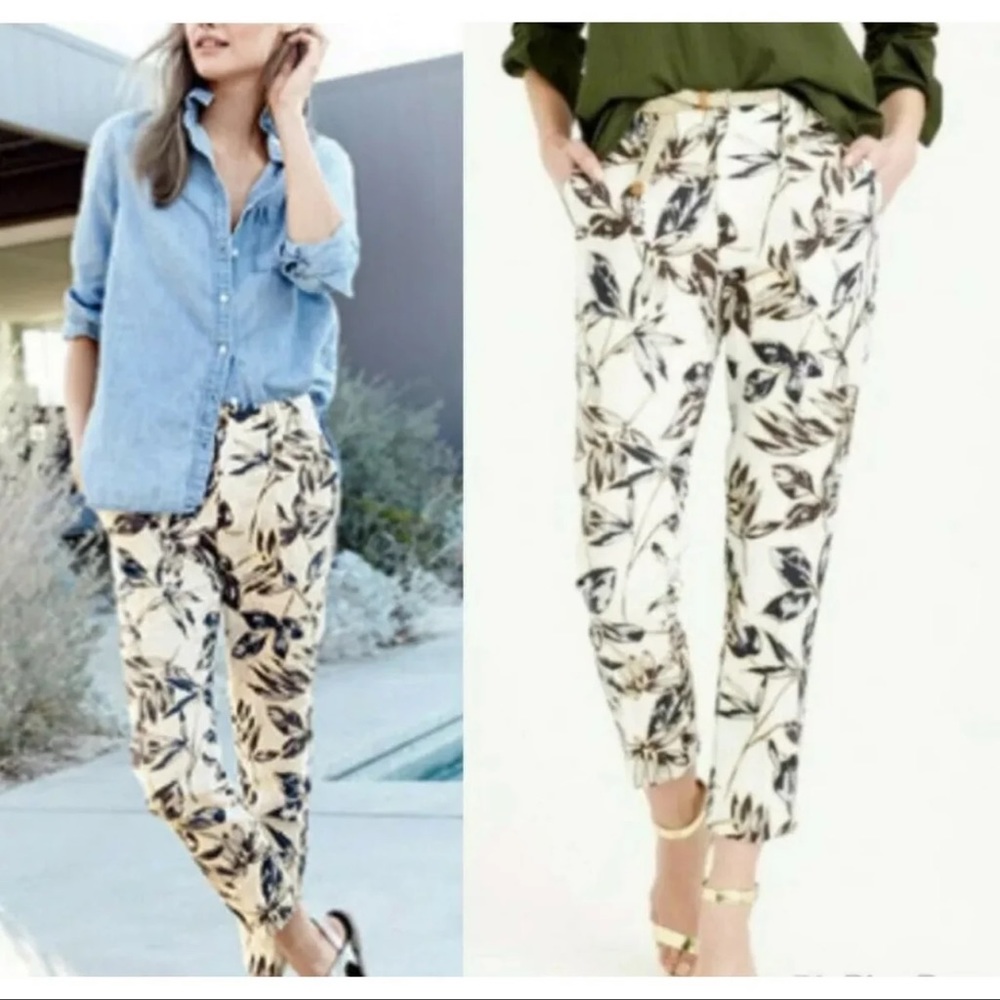 JCrew Women’s Pants Garden Gold Foil Leaf